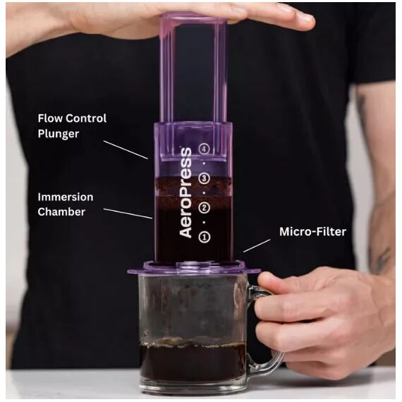 AeroPress Clear Кофеварка ручная фиолетовая, фото , изображение 2