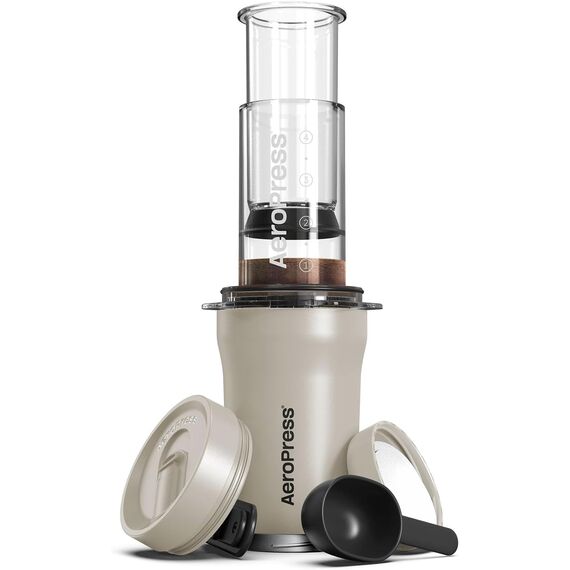 AeroPress Go Plus Кофеварка ручная портативная кремовая, фото 