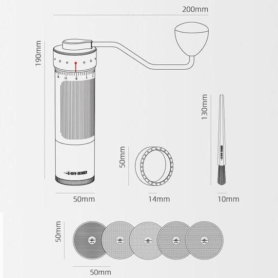 MHW-3BOMBER R3 Кофемолка ручная черная с ручкой из ореха, фото , изображение 9