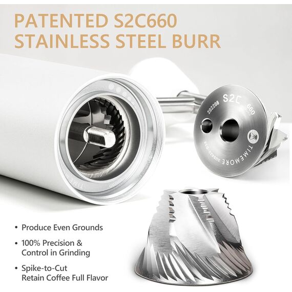 Timemore Chestnut C3s Pro Кофемолка ручная белая, фото , изображение 2