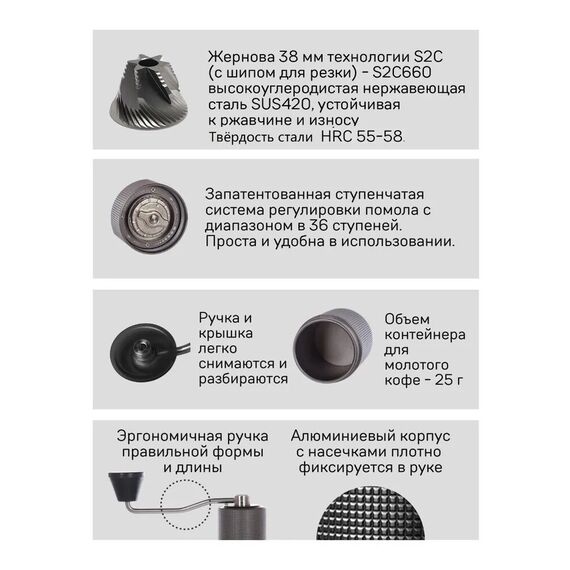 Timemore Chestnut C3s Кофемолка ручная белая, фото , изображение 4