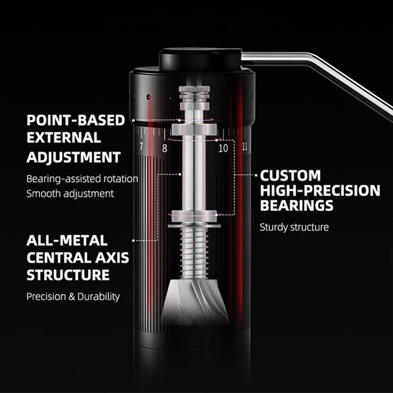 MHW-3BOMBER R3 Кофемолка ручная серебро с ручкой из ореха, фото , изображение 7