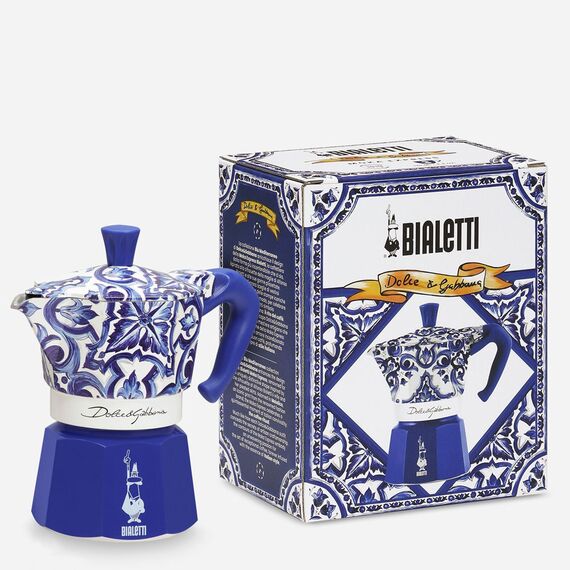 Bialetti 5345 Moka Express Dolce&Gabbana Blu Mediterraneo на 3 чашки Гейзерная кофеварка, фото , изображение 2