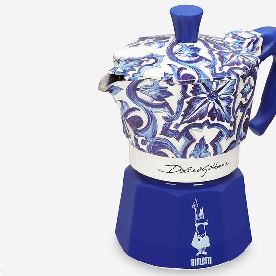 Bialetti 5345 Moka Express Dolce&Gabbana Blu Mediterraneo на 3 чашки Гейзерная кофеварка, фото , изображение 4