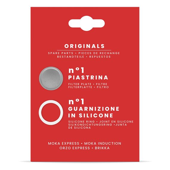 Bialetti 1 силиконовый уплотнитель + 1 фильтр для гейзерных кофеварок на 6 чашек, фото , изображение 3