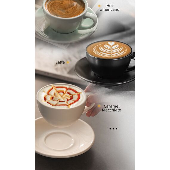 MHW-3BOMBER Latte Cup Кофейная пара 280 мл черная, фото , изображение 6