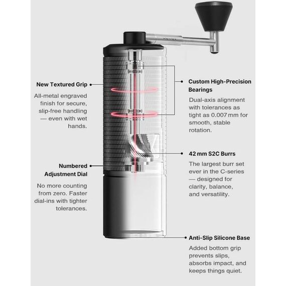 Timemore Chestnut C5 Pro Кофемолка ручная черная, фото , изображение 3