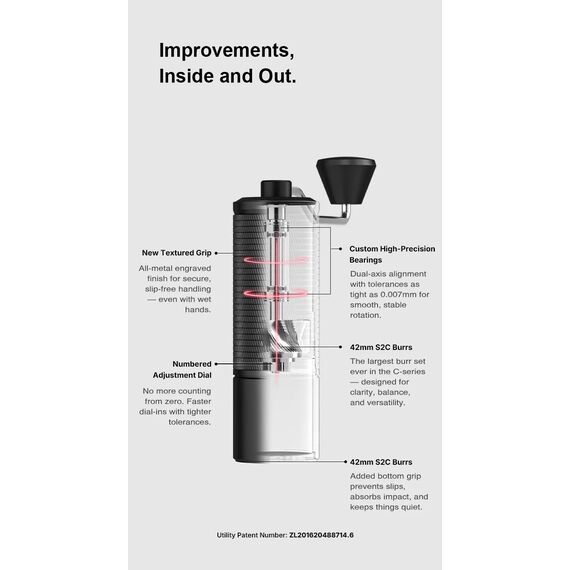 Timemore Chestnut C5 ESP Кофемолка ручная черная, фото , изображение 3