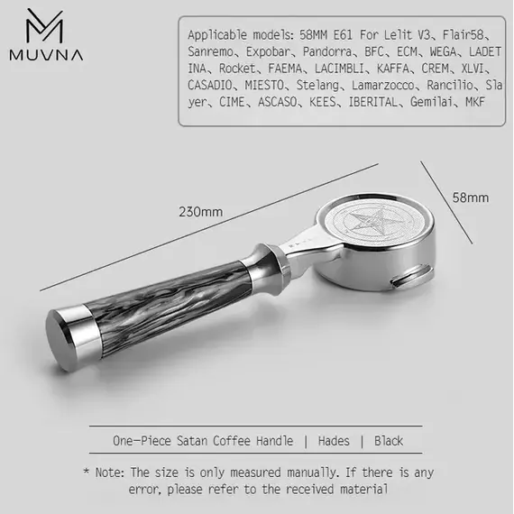 Портафильтр интегрированный Muvna Satan E61 Hades, 58mm, черный, фото 