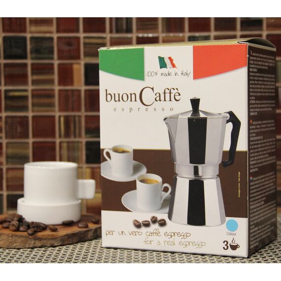 Гейзерная кофеварка на 3 чашки Eppicotispai Buon Caffe синяя, фото , изображение 3