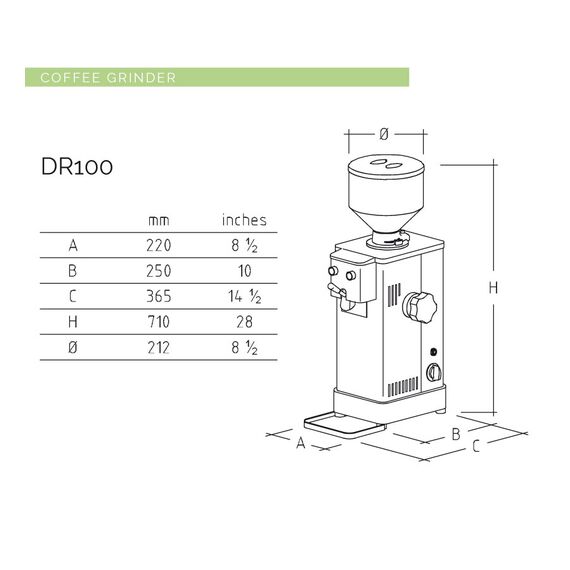 Mazzer DR100 серебристая 1 фаза Кофемолка профессиональная для магазинов, фото , изображение 4