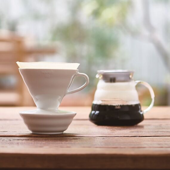 Hario DT-1W Подставка для воронки V60 керамическая белая, фото , изображение 3