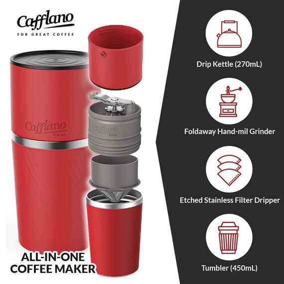 Cafflano Klassic Кофеварка ручная красная, фото , изображение 2